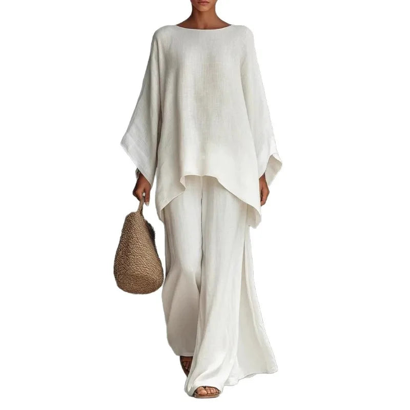 2026 Spring Ladies Loose Shirt Wide Leg Pants Set