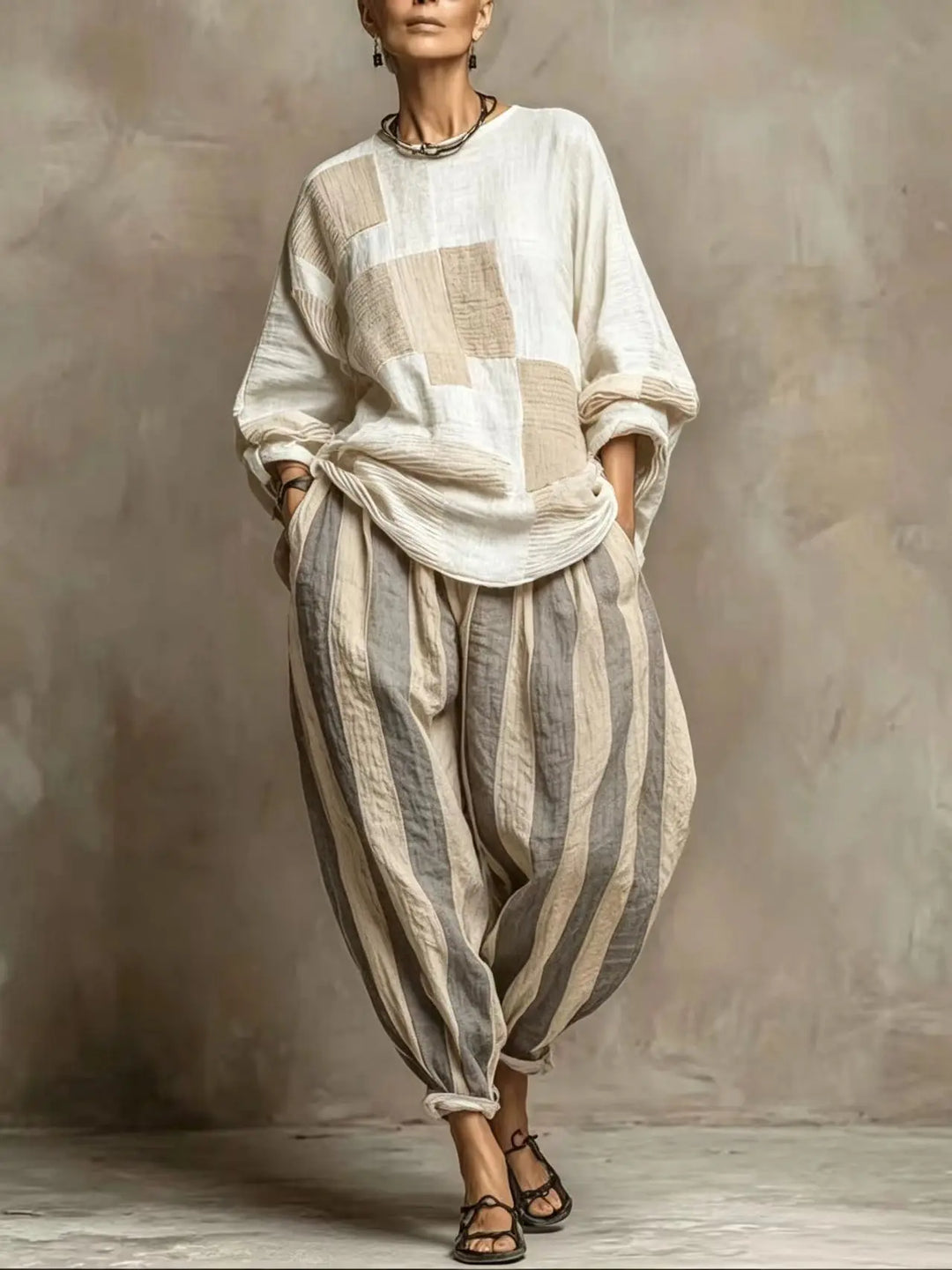 Retro Loose Print Shirt Pants Two-piece Set Long Sleeve Oversize Blouses Wide Leg Pants Suit Fashion Women Casual Sets Autumn
