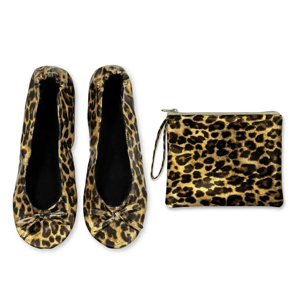 Foldable Ballet Flats Women Soft Portable Fold Up Travel Slip On Shoes Lightweight Fold Mini Flat Shoes with Carry Bag