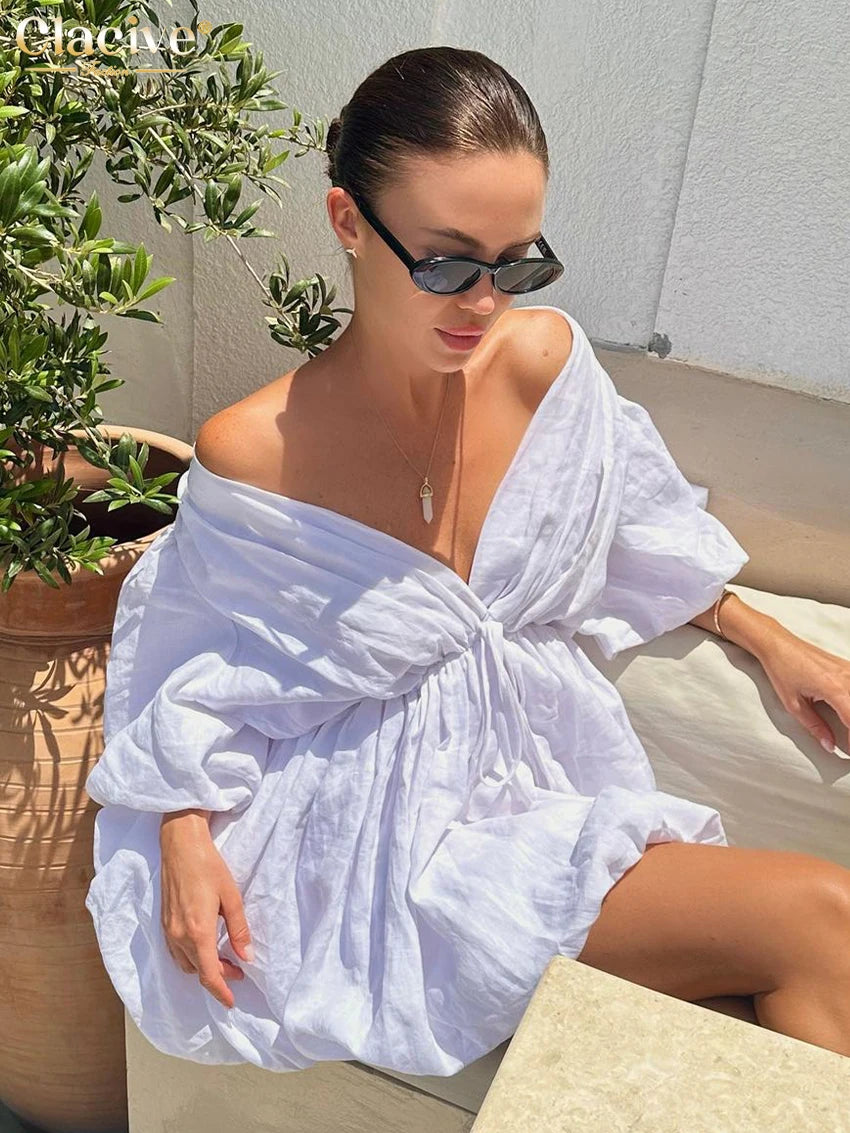 Clacive Summer Loose White Cotton Women&
