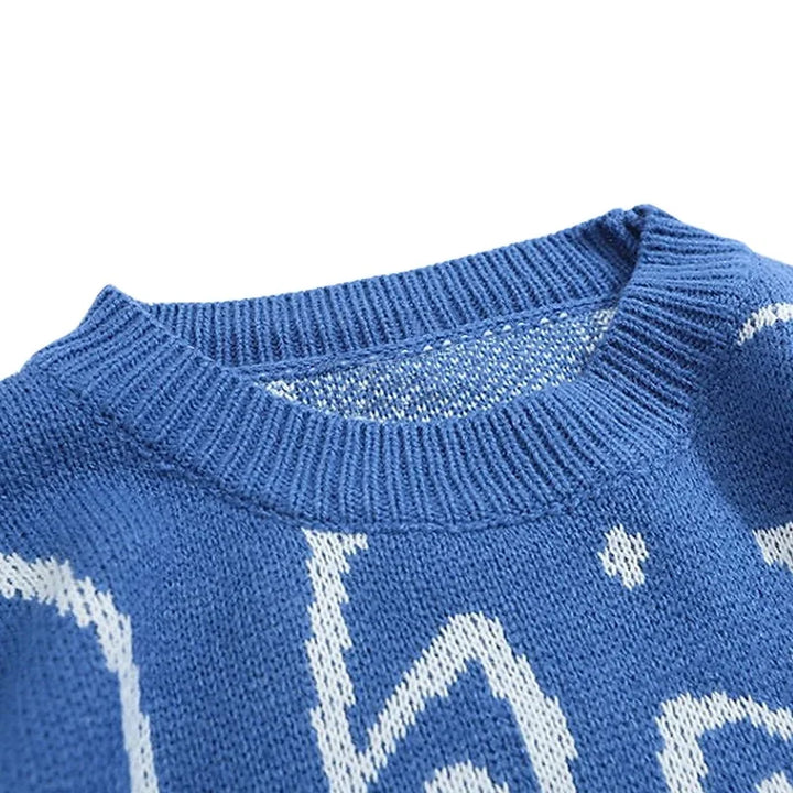 Cartoon Cat Knitted Sweater Men Japanese Retro Harajuku Knitwears Pullover Autumn Winter Jumper Knit Oversized Vintage Sweater