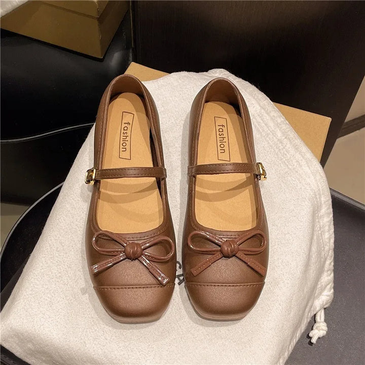 French Style Mary Jane Flats Knot Soft Bottom Fashion Single Shoes for Woman Spring Summer New Korean Version Women&