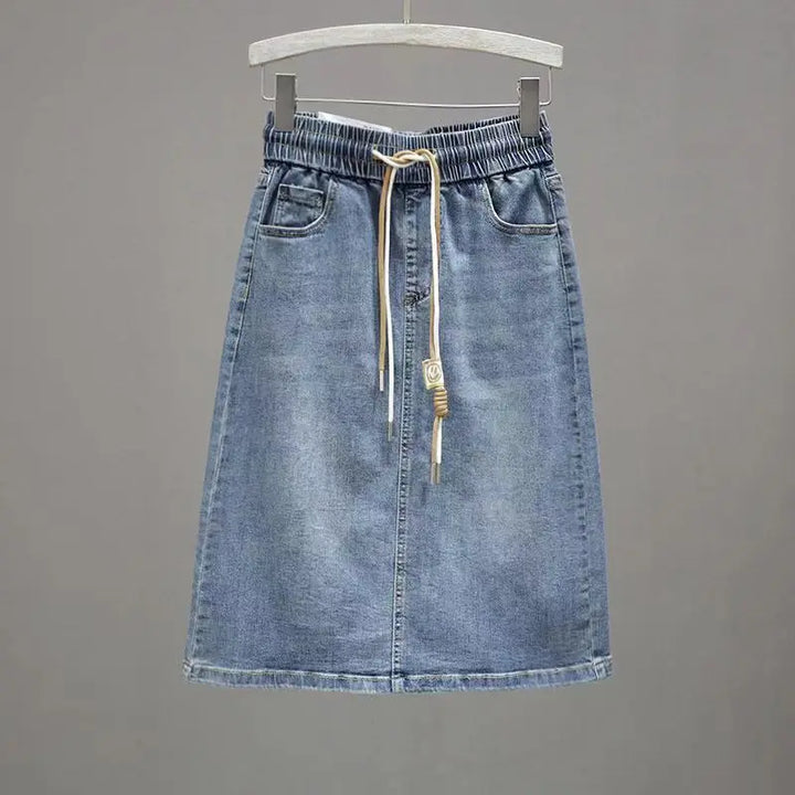 Female Jeans Skirts Thin Elastic Waist Tie Women&