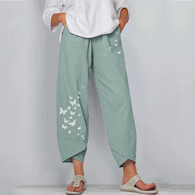 Women Summer Cotton Linen Pants Casual Baggy Harem Pants  Solid Color Elastic Waist Wide Leg Pants Female Loose Trousers  S-5XL