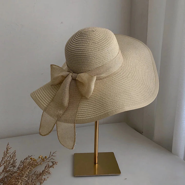 Wide Brim Straw Hat Women Summer Large Floppy Beach Cap Foldable outdoor protection sun hat travel vacation beach hat sombrero