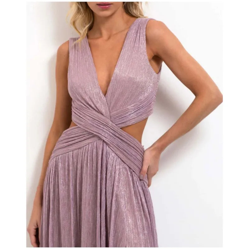 Elegant Dress Temperament Evening Dresses Sexy Vestidos Largos Hot Style French Solid Color Sleeveless Backless Slit Slim Party
