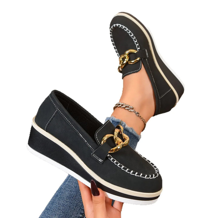 Women Platform Loafers Ladies Elegant Suede Leather Moccasins Shoes Woman Slip On Moccasin Women&