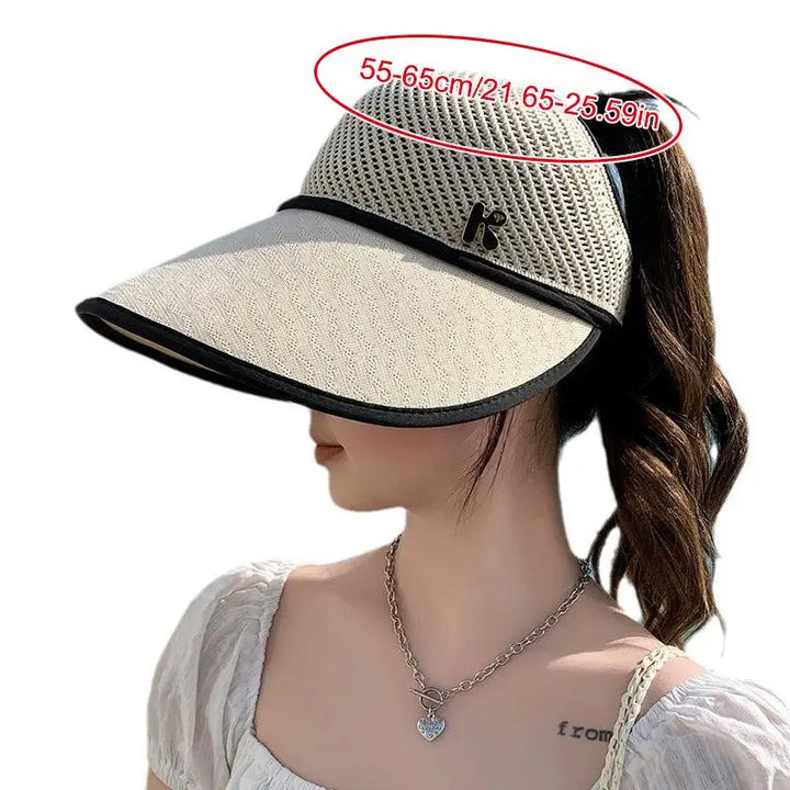 Straw Wide Brim Sun Hat Empty Top for Women UV Protection Lightweight Travel Companion for Beach Sports