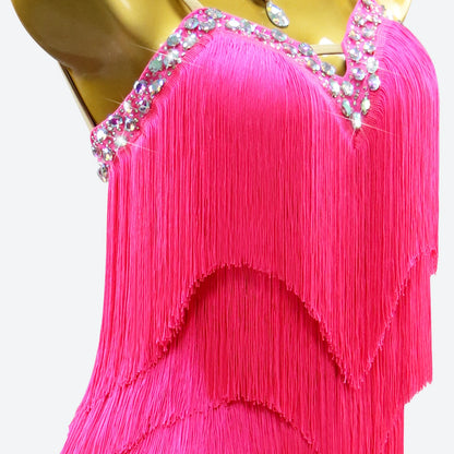 Women's Evening Dress Latin Dance Costume Party Competition Adult Prom Girls Stage Fringed Outfits Sport Suit practice Dancewear