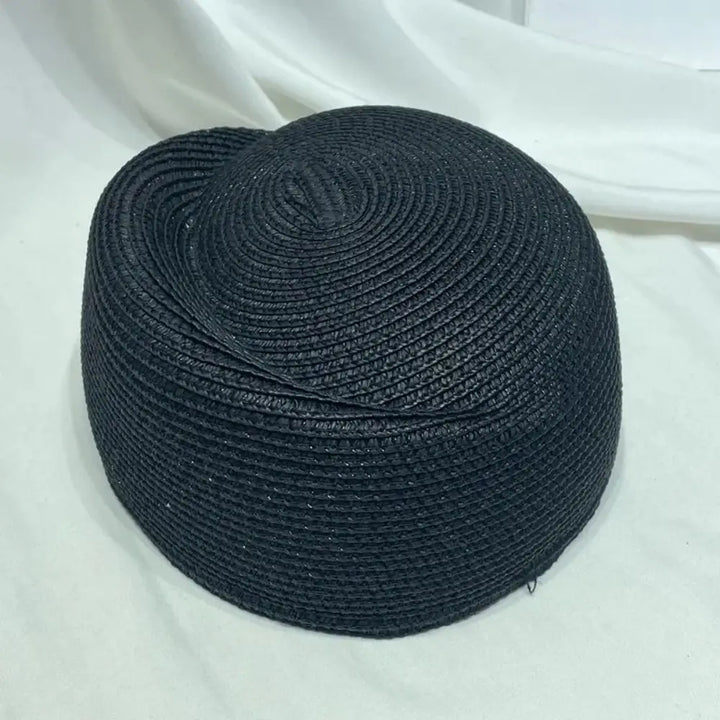 Women Elegant Straw Pillbox Hat Fedoras Classic Fedora Hat Teardrop Simple Painter Hat Beach Visor