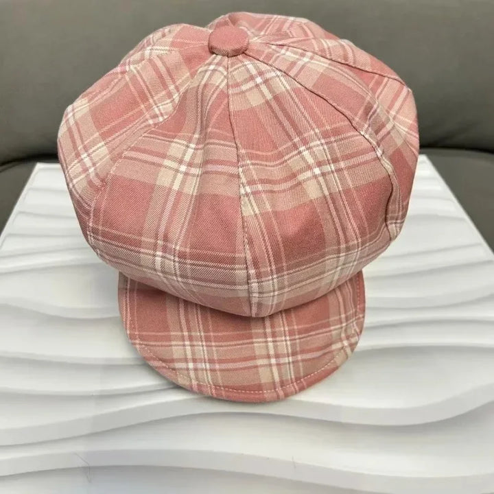 Black White Plaid Newsboy Cap for Women Men Vintage Baker Boy Hat Gatsby Cabbie Flat Cap Retro Beret