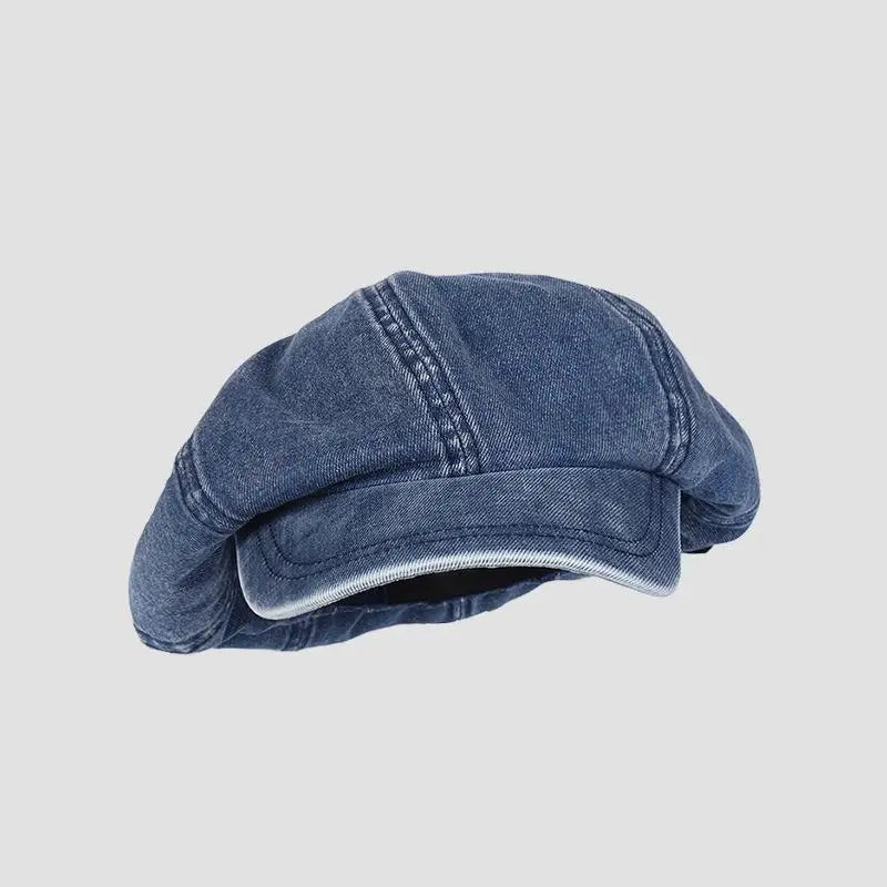 Cotton Denim Beret Hat Men Women Fashion Autumn Vintage Boinas Hombre Newsboy Flat Caps Big Octagonal Hat