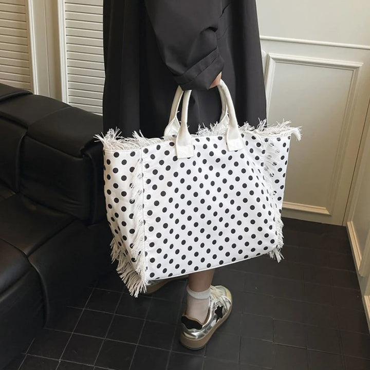 2026 High Quality Sweet Tote Bags for Women New Polka Dots Design Handbag Fashion Nylon Temperament Large Capacity Shoulder Bags
