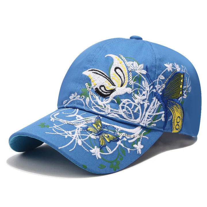 Cute Baseball Cap for Women Butterfly Embroidered Cotton Snapback Hats Girls Outdoor Casual Sun Protection Gorras Running Bonnet