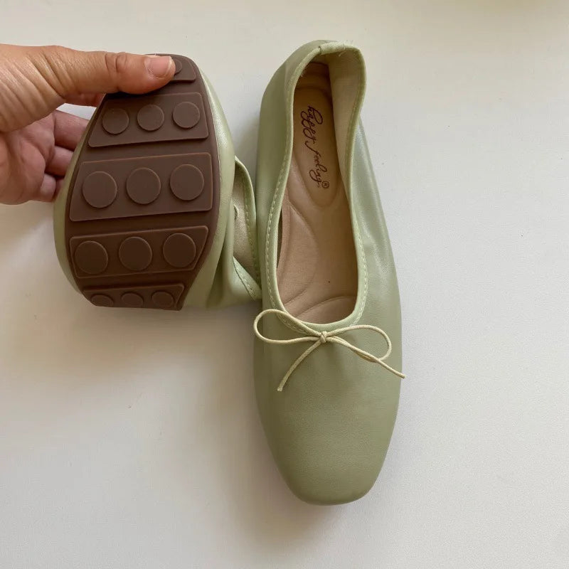 Fashion Shallow Women Ballet Flats Dance Shoes Casual Female Soft Footwear Butterfly-Knot Ladies Flats Slip On Shoes