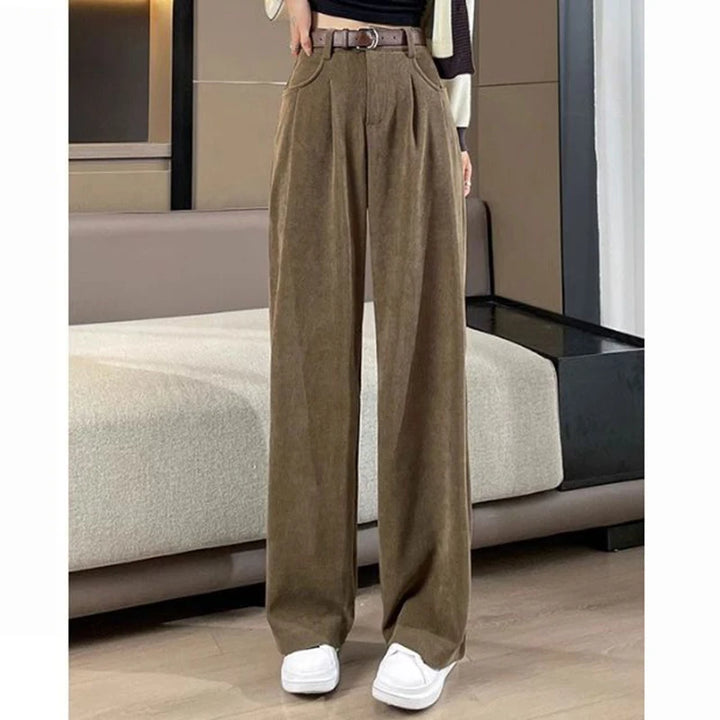 2025 New Women Concise Fashion Straight Leg Pants Female Chic Rtero Designer High Waisted Trousers Lady Korean Daily Suit Slacks