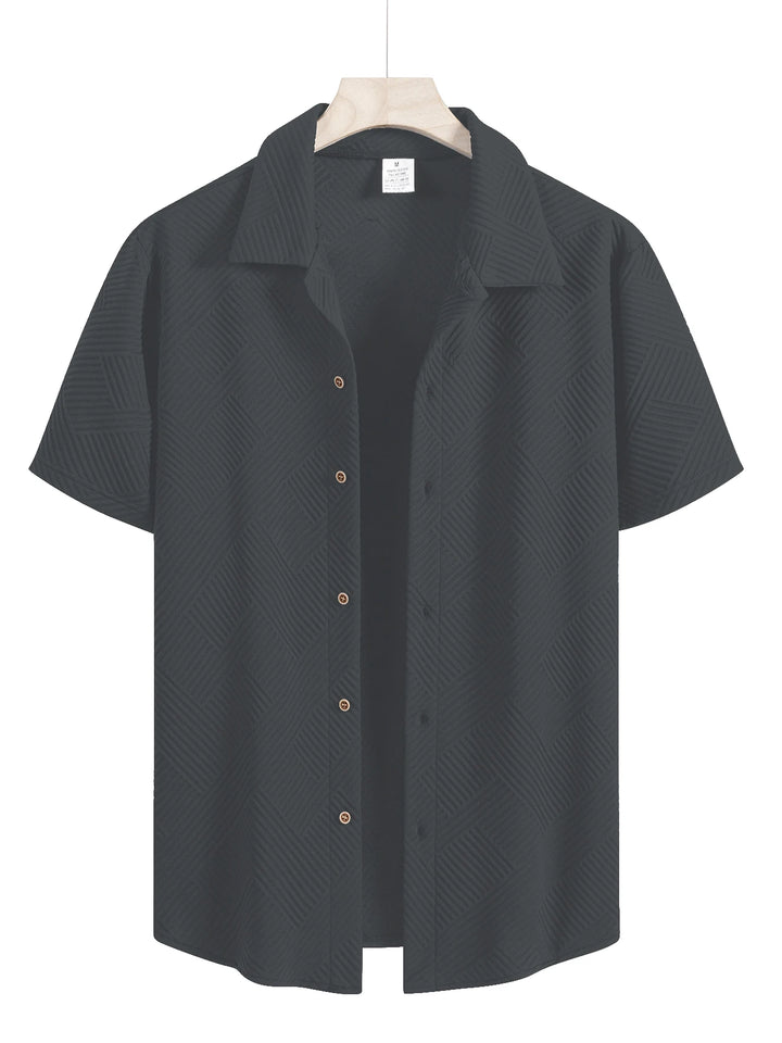 New Mens Short Sleeve T Shirts Trendy Breathable Solid Color Stand Up Collar Shirt Summer Loose Youth Basic Button T-shirt Top
