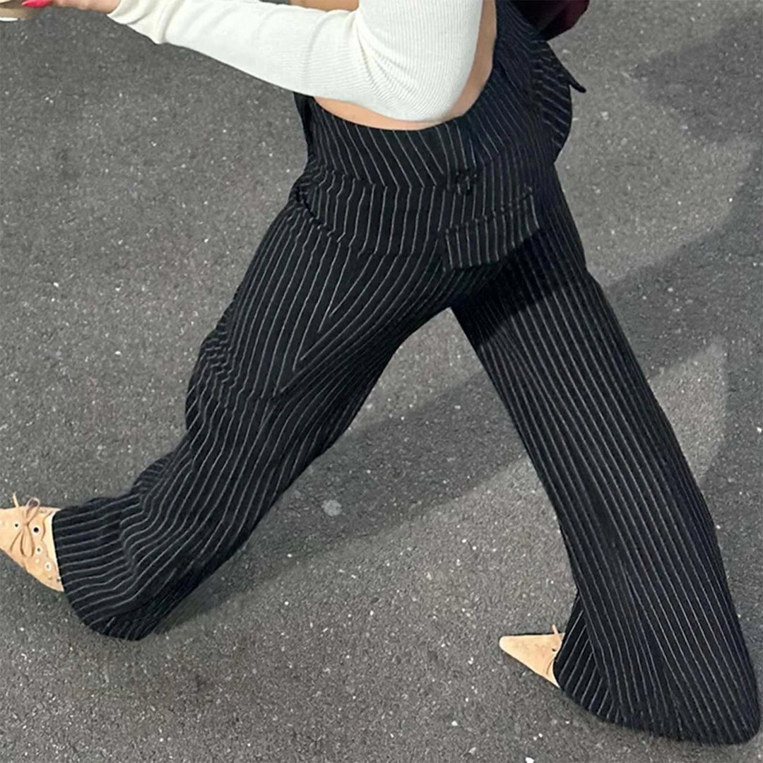 Trousers Striped Slim Fit Fashion Pants Low Rise Form Fitting Casual Trousers For Street Style womens wide leg trousers tall