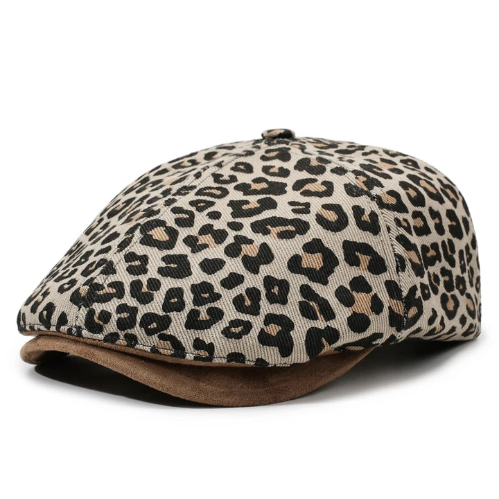 Leopard Print Newsboy Cap - New Style for Spring &amp; Autumn, American Vintage Paperboy Hat
