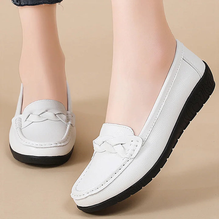 Shoes Women 2025 New Loafers Slip On Flats Leather Shoes Woman Comfortable Flat Shoes Women White Zapatos Mujer Women&