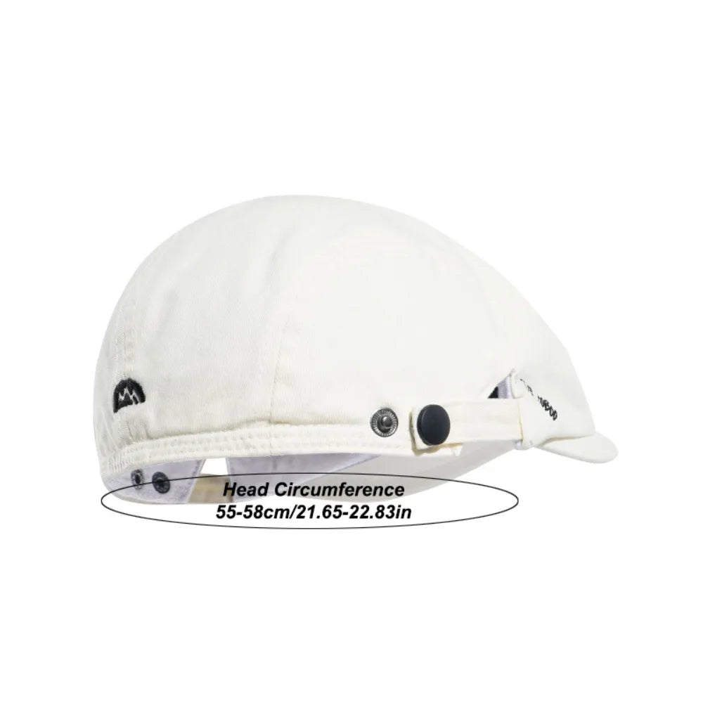 Adjustable Pure Color Newsboy Flat Cap British Style Artist Embroider Letter Hat Casual Fashion Retro Painter Hat Streetwear