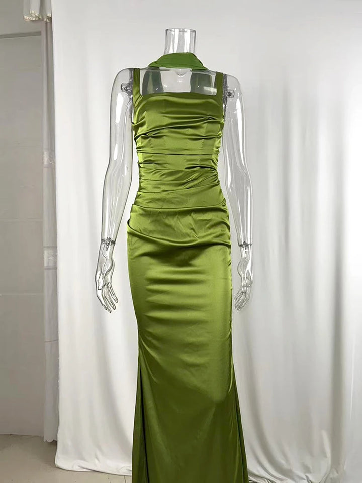 Elegant Women Corset Maxi Dress with Scarf Sexy Prom Gown Party Evening Dress Long Backless Lady Verstidos Chic Wedding Dress