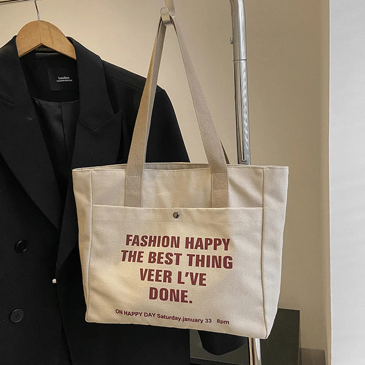 Canvas Tote Bags For Women Large Capacity Single Shoulder Bag Student Classes Commute Laptop Carrying Bag Casual Handbags