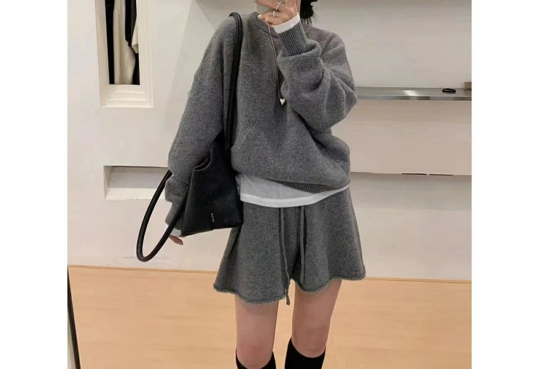 Autumn and Winter Fashion Knitted Two-piece Set Versatile Knitted Casual Suit Outer Wear