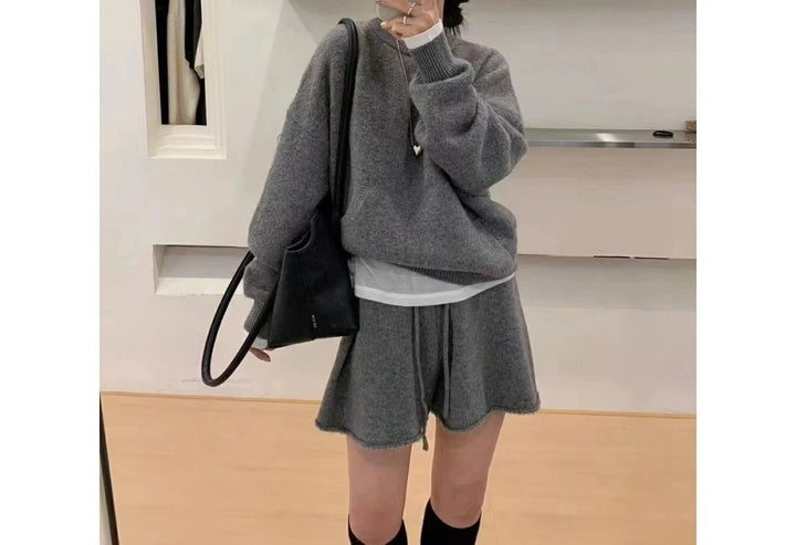 Autumn and Winter Fashion Knitted Two-piece Set Versatile Knitted Casual Suit Outer Wear