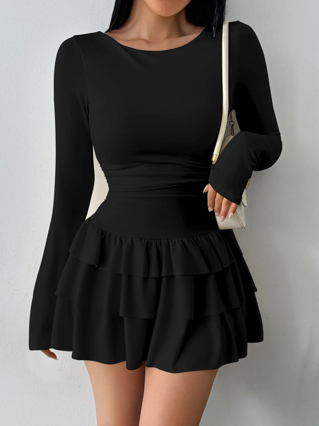 Elegant Fall Winter Women Solid Color Slim Fit Long Sleeve Bodycon Midi Dress Fashion Sexy Party Casual Knit Ruched Stretchy Sex