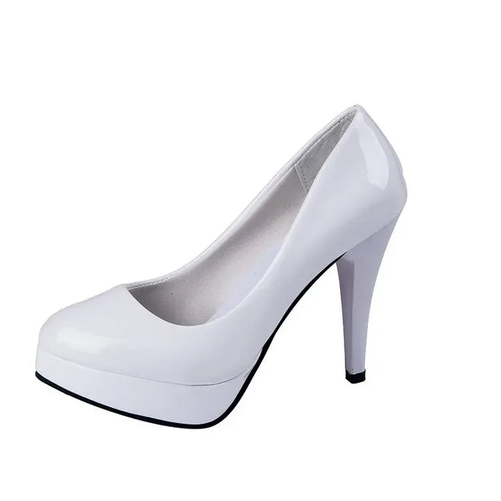 High Heels Shoes Women White Wedding Shoes Thick 10 CM Heels Fashion Party Pumps Footwear Black Red Round Zapatos De Mujer