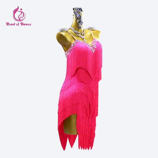 Women's Evening Dress Latin Dance Costume Party Competition Adult Prom Girls Stage Fringed Outfits Sport Suit practice Dancewear