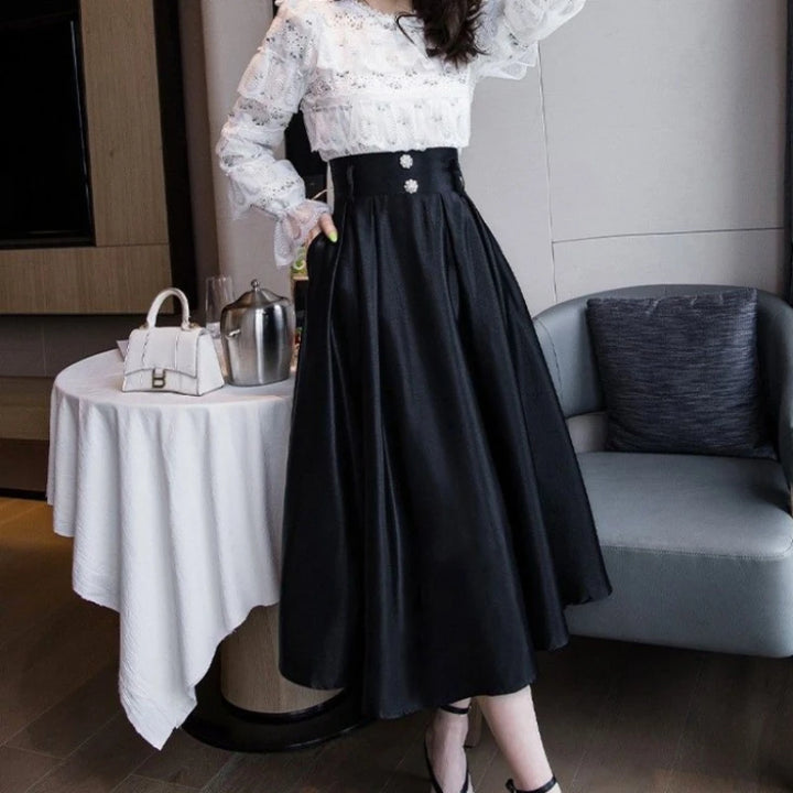 Woman Skirt Midi Black High Waist Skirts for Women V Casual Clothing Sales Korean Fashion Modest Luxury Elegant Quality Style