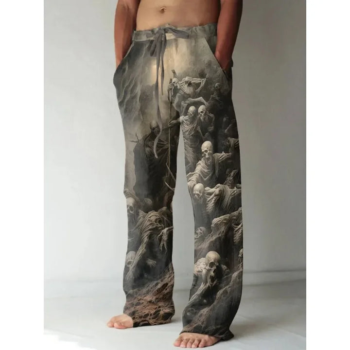 Mens Vintage Renaissance Virgin Mary Printed Casual Pants Art Wide Leg Pants Cool Summer Trousers Streetwear Men Women Clothing