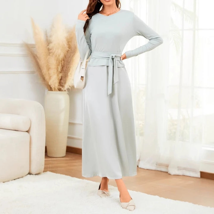 Winter Autumn Knitted Two Piece Dress Set Women V Neck Blouse Solid Elegant A Line Straps Maxi Dress Suits Sashe Female Outfit