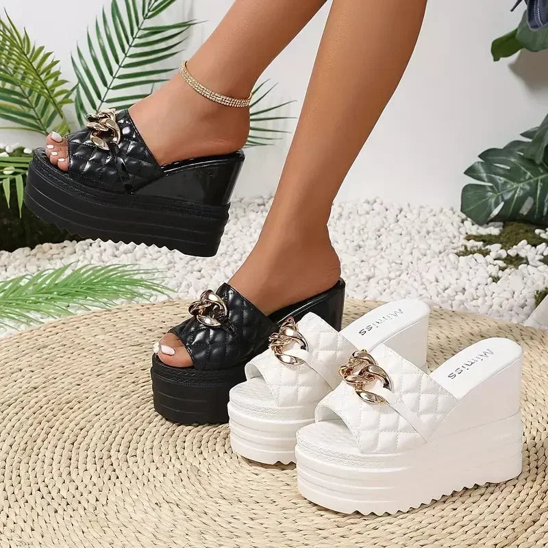 2025 New Women Wedge Sandals Casual Platform Slides Women Fashion Leisure Sandals Luxury Soft High Heels Shoes Zapatos De Mujer