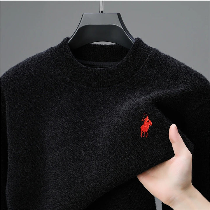 Luxury brand embroidered sweater men designer new round neck casual top winter plush thick warm knit pullover fashion men&