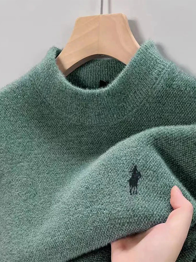 Luxury brand embroidered sweater men designer new round neck casual top winter plush thick warm knit pullover fashion men&