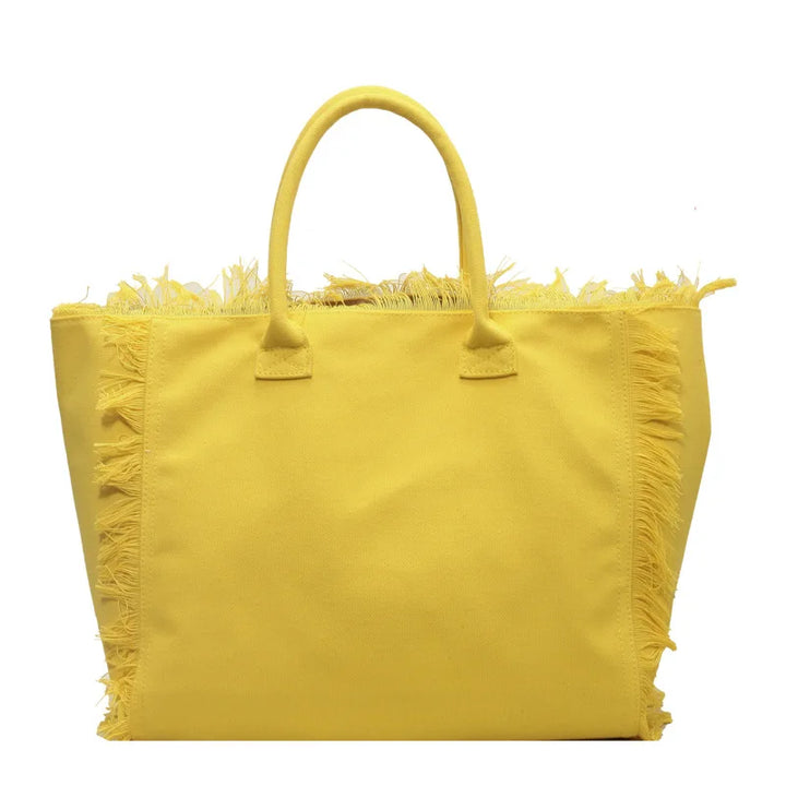 2025 Women Tote Bag For Travel Beach Bag Large Capacity Shoulder Commuter Bags Hand-tassel Denim Print Tassel Spliced Handbags