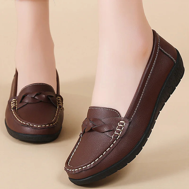 Shoes Women 2025 New Loafers Slip On Flats Leather Shoes Woman Comfortable Flat Shoes Women White Zapatos Mujer Women&