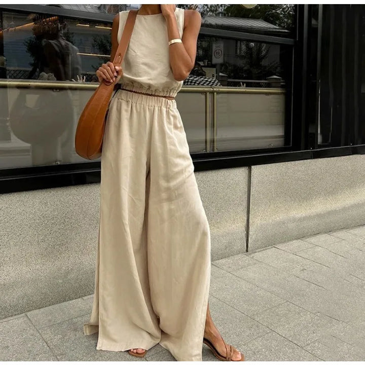2026 New Cotton and Linen Vest Set Women&