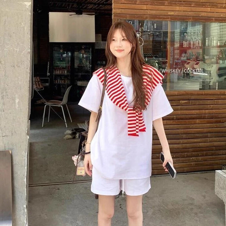 Red And White Striped Shawl Versatile High-End Women&