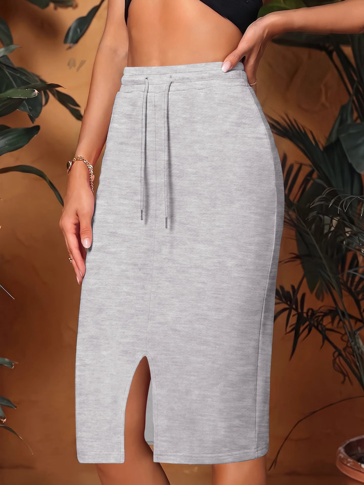 Sporty Midi Skirt in Sweat Fabric, Clean Straight Cut, Versatile Bottom, Coffee Run &amp; Weekend Stroll Wear