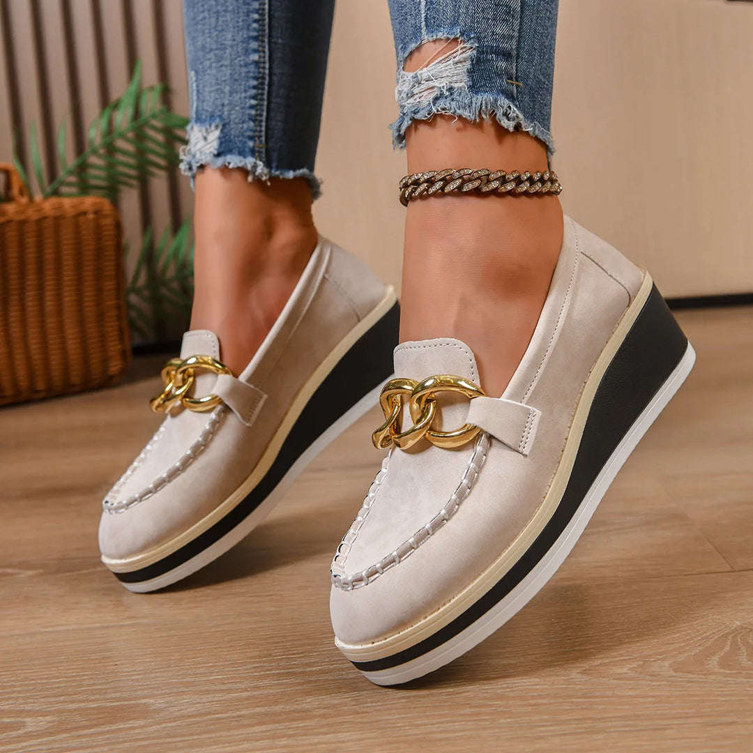 Women Platform Loafers Ladies Elegant Suede Leather Moccasins Shoes Woman Slip On Moccasin Women&