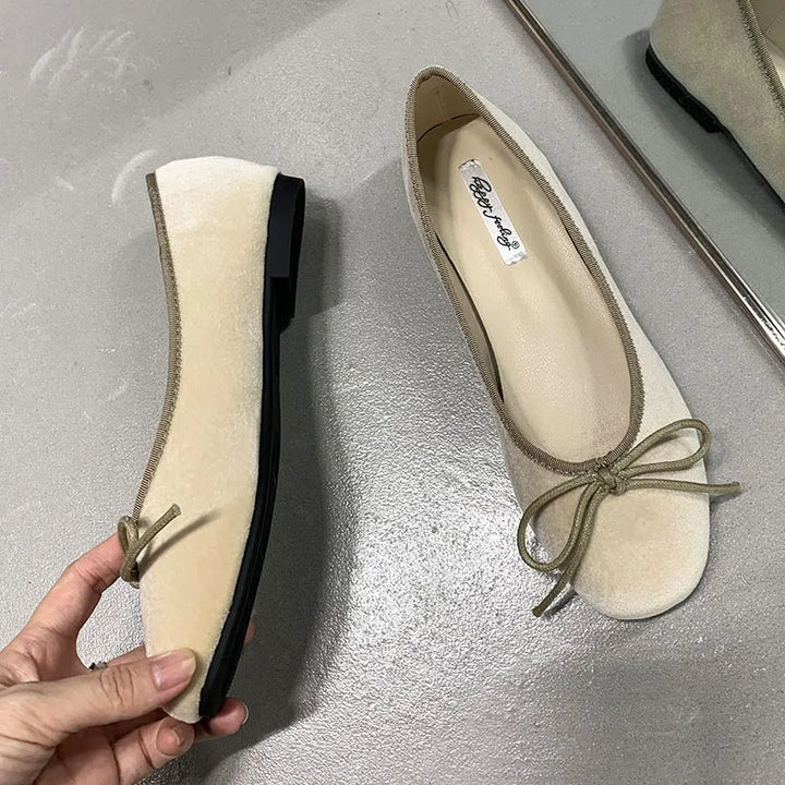Fashion Silk Women Ballet Flats Shoes Footwear Designer Shallow Female Round Toe Butterfly-Knot Ladies Flats Slides Shoes