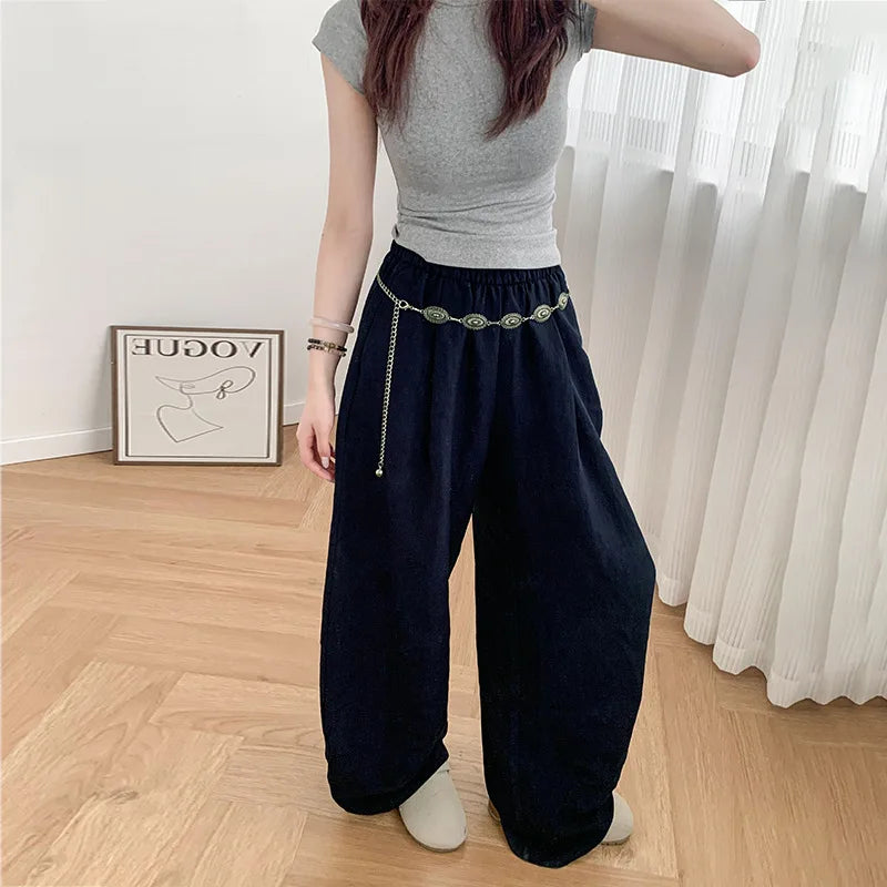 Linen Wide Leg Pants Women Summer Lightweight High Waist Loose Fit Flowy Casual Trousers