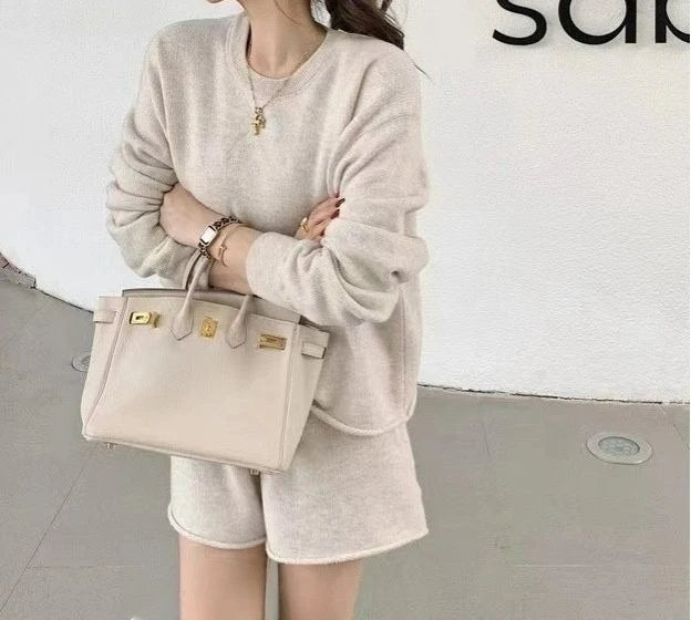 Autumn and Winter Fashion Knitted Two-piece Set Versatile Knitted Casual Suit Outer Wear