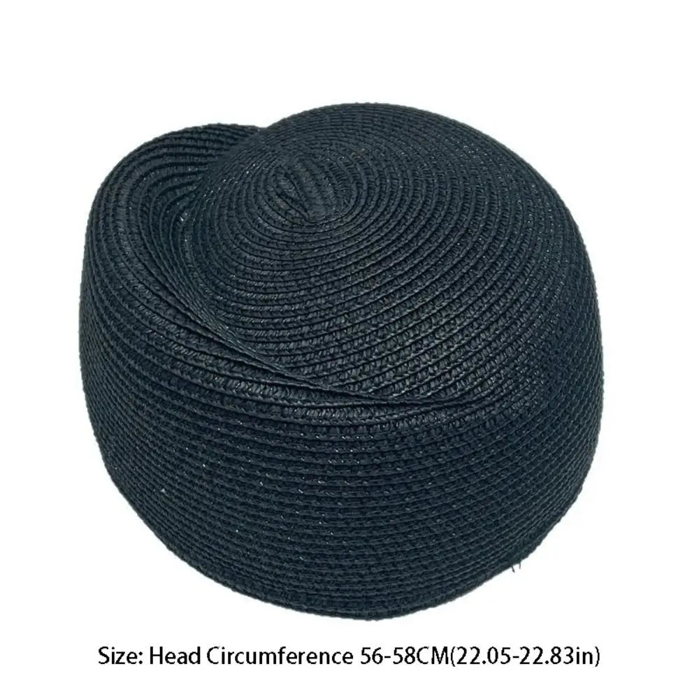 Women Elegant Straw Pillbox Hat Fedoras Teardrop Fedora Hat Simple Handmade Painter Hat Wedding Party