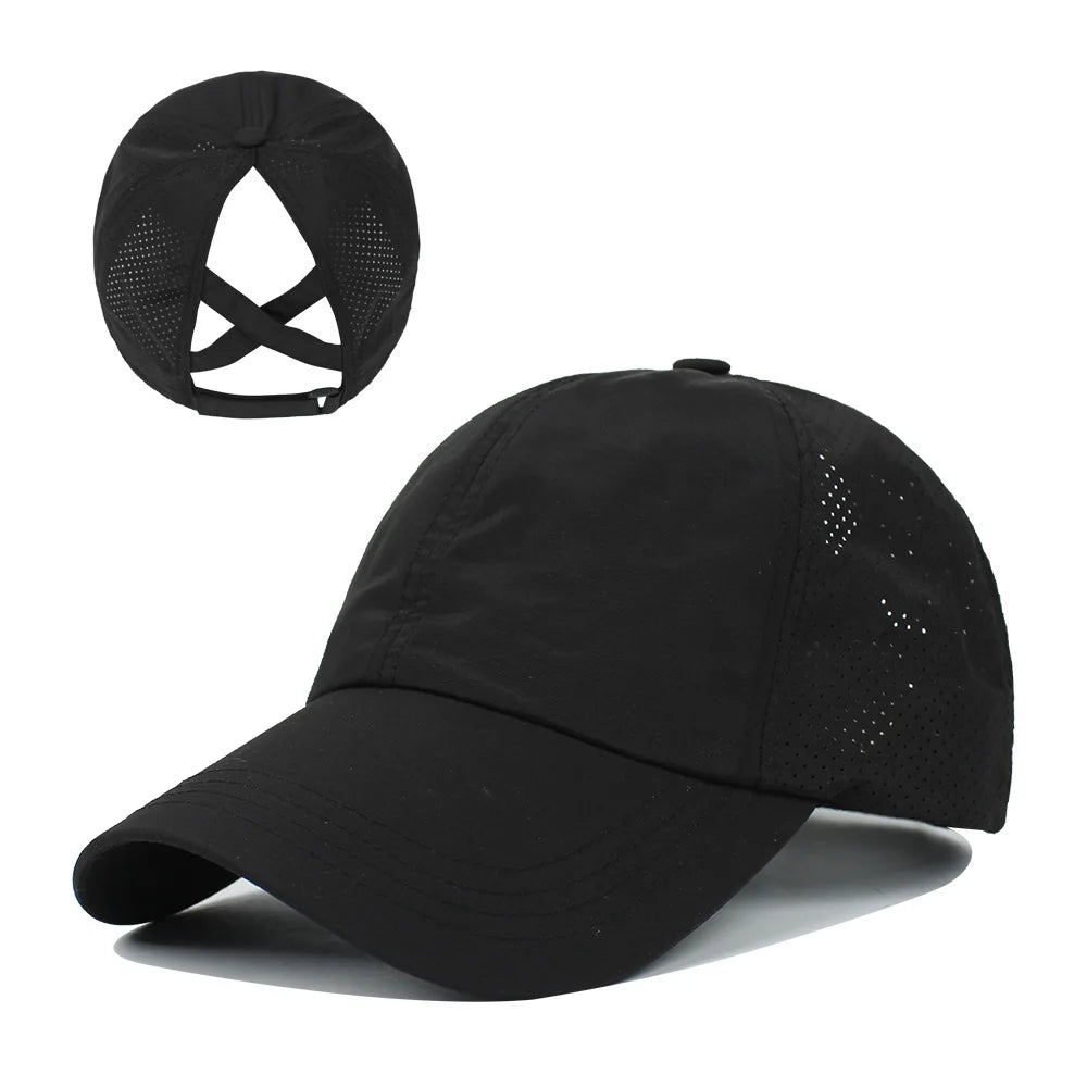 Baseball Caps For Women Hats New Breathable Mesh Sun Visor Hats Female Summer European Outdoor Sports Criss Cross Ponytail Hat