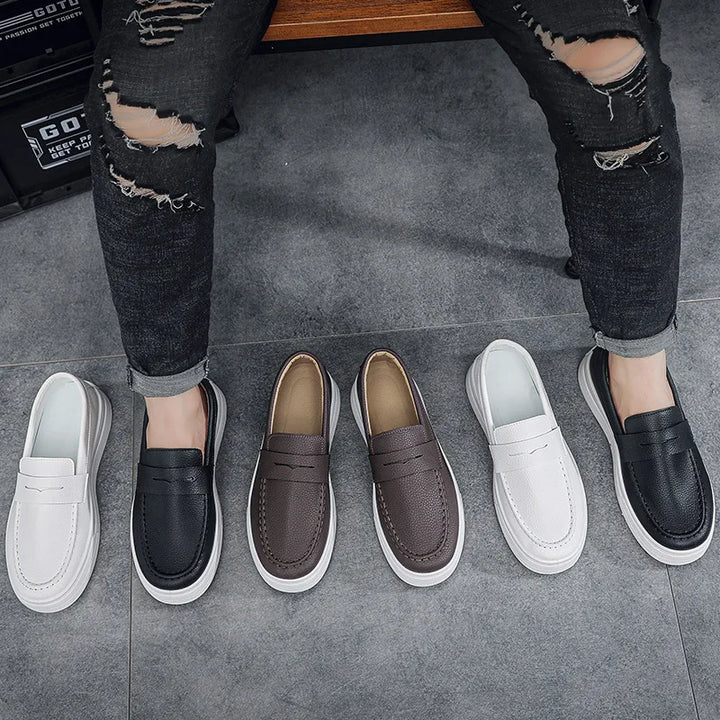 Mens loafers 2025 spring new British style casual leather shoes breathable comfortable trendy mens shoes Walking shoe